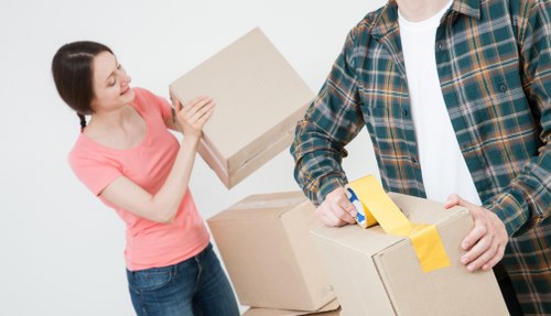 Organised boxes and moving supplies used for packing services in Westkensington