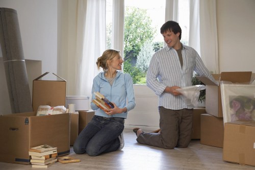 Trained moving crew using protective gear during a relocation