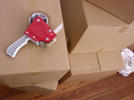 Boxes and household items prepared for same day moving service
